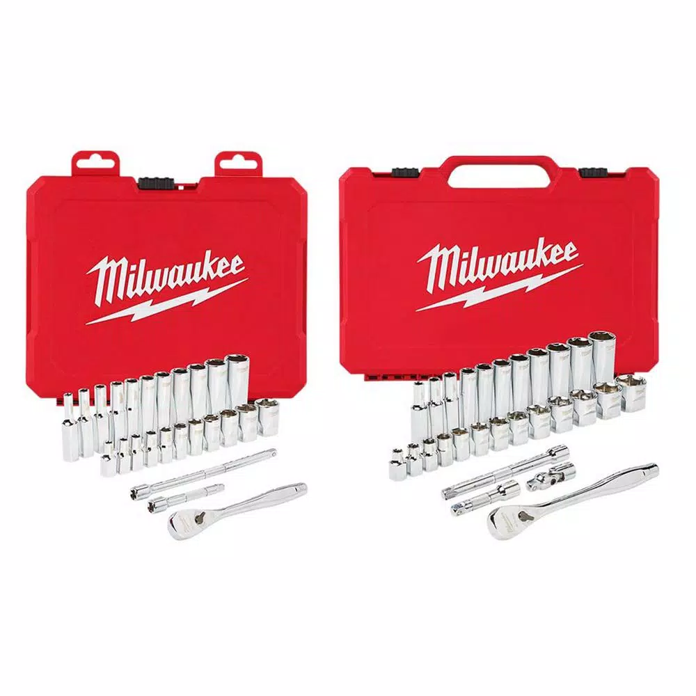 Discount 👏 Milwaukee 1/4 In. And 3/8 In. Drive SAE Ratchet And Socket Mechanics Tool Set (54-Piece) 🎉 -hand-tool-sets Sales unnamed file 1120