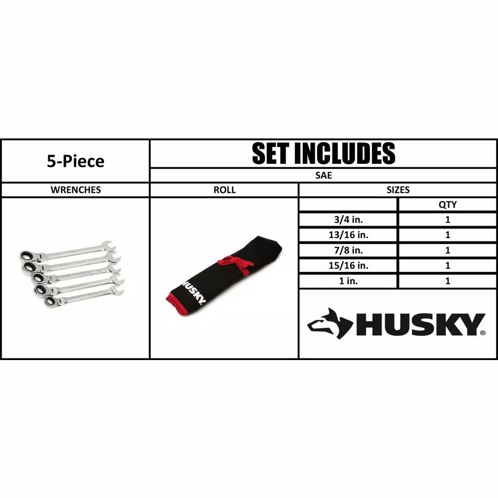 Flash Sale π€© Husky Large SAE Flex Head Ratcheting π§ Wrench Set (5-Piece) β¨ 11 Flash Sale π€© Husky Large SAE Flex Head Ratcheting π§ Wrench Set (5-Piece) β¨ - Image 9