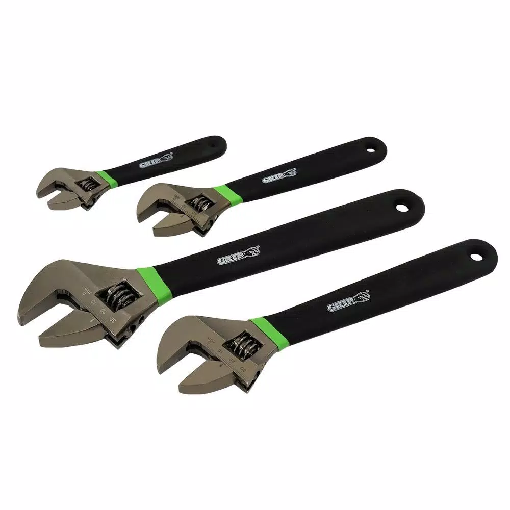 Buy ✔️ Grand Rapids Industrial Products Chrome Plated Adjustable 🔧 Wrench Set (4-Piece) 👏