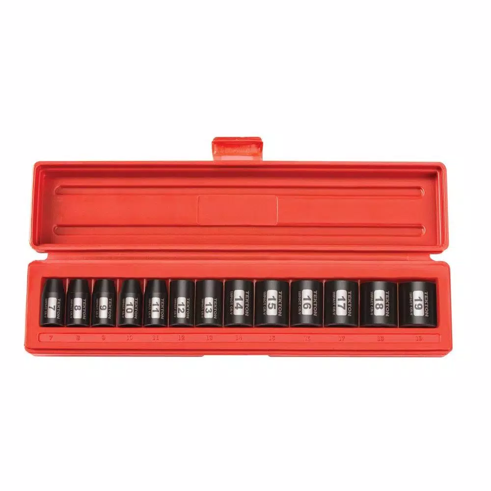 Flash Sale ⌛ TEKTON 3/8 In. Drive 7-19 Mm 6-Point Shallow Impact Socket Set (13-Piece) 💯