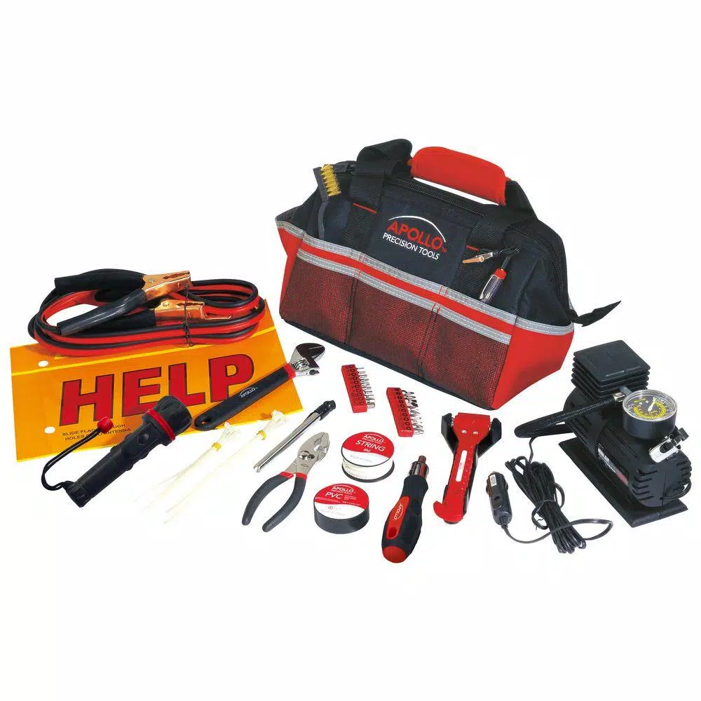 Wholesale π Apollo Roadside/Emergency Tool Kit With Air Compressor (53-Piece) β