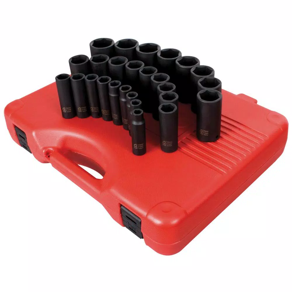Buy 🥰 SUNEX TOOLS 1/2 In. Drive Metric Impact Socket Set (26-Piece) 👍