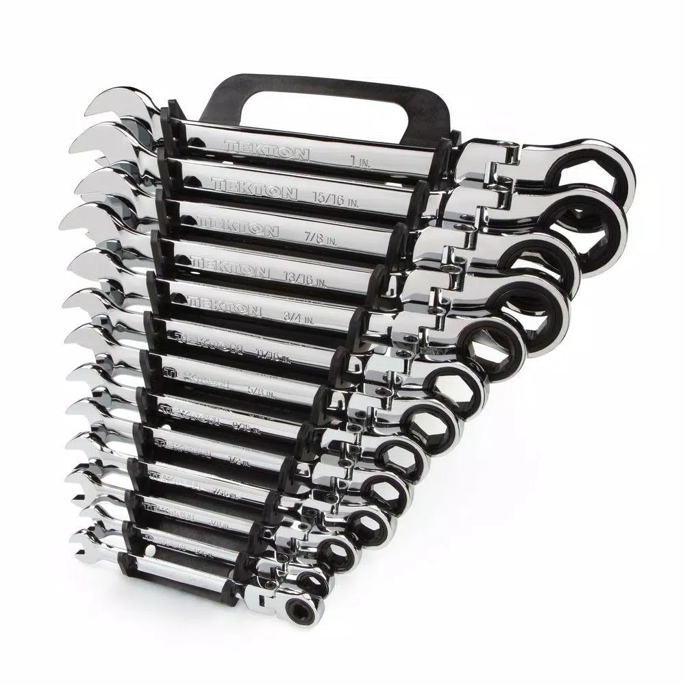 Brand new ✔️ TEKTON 1/4-1 In. Flex-Head Ratcheting Combination 🔧 Wrench Set (13-Piece) 🔔