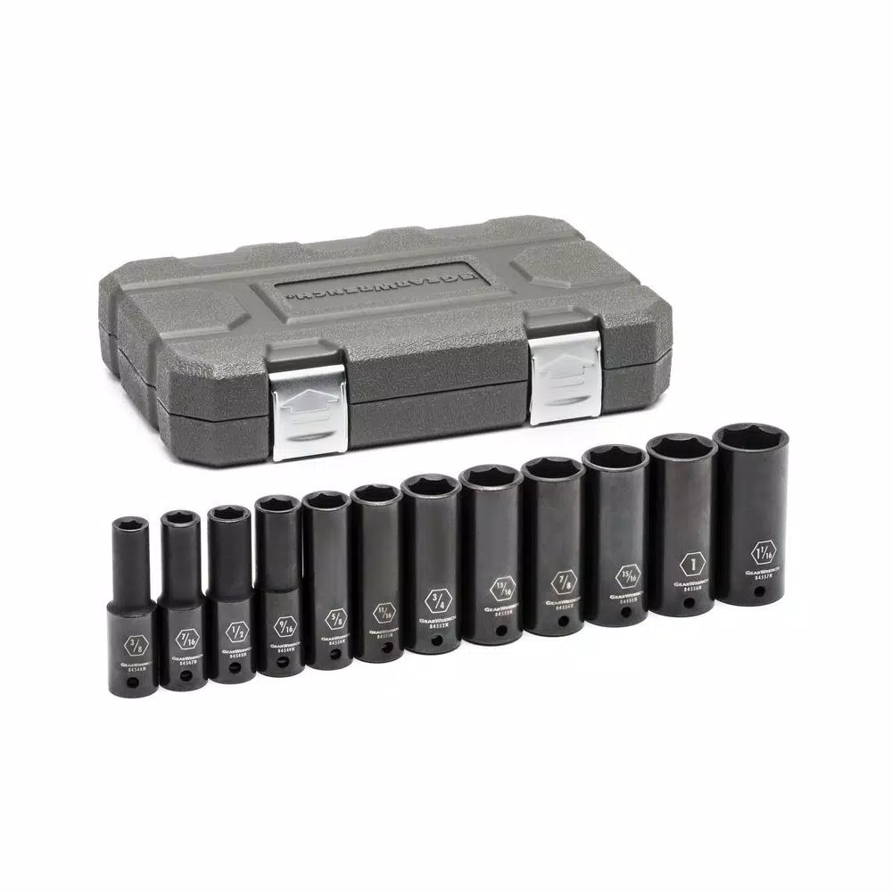 Best Sale 🛒 GEARWRENCH 1/2 In. Drive 6-Point Deep Impact SAE Socket Set (12-Piece) 🔥