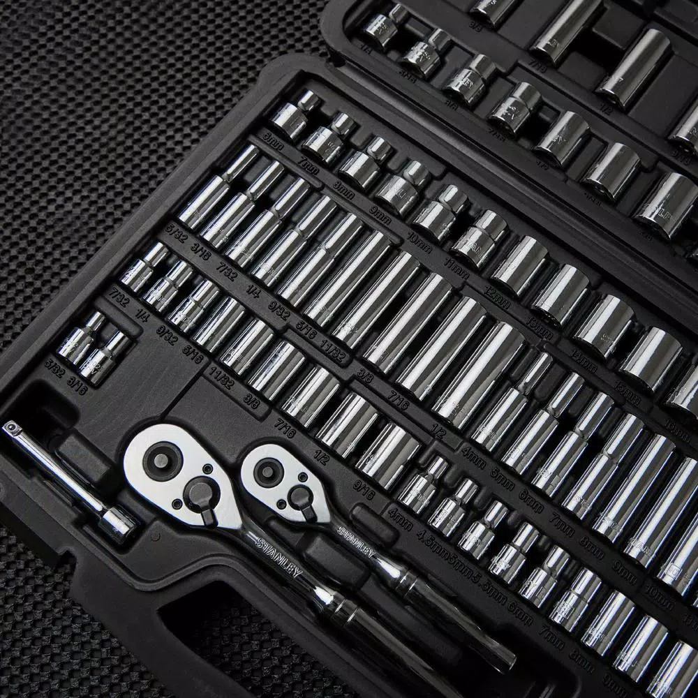 New β¨ Stanley 3/8 In. And 1/4 In. Drive Socket Set With Ratchets (123-Piece) π 5 New β¨ Stanley 3/8 In. And 1/4 In. Drive Socket Set With Ratchets (123-Piece) π - Image 3
