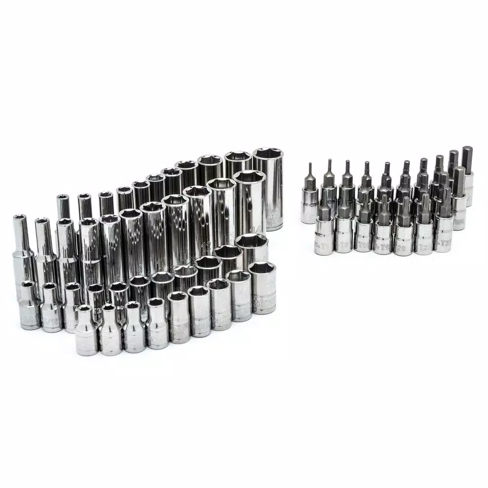 Cheap π Husky 1/4 In. Drive SAE And Metric Socket And Bit Set With Ratchet And Rails (70-Piece) π