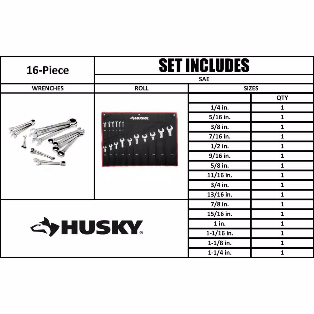 Brand new 𧨠Husky Master SAE Ratcheting π§ Wrench Set (16-Piece) π 8 Brand new 𧨠Husky Master SAE Ratcheting π§ Wrench Set (16-Piece) π - Image 6