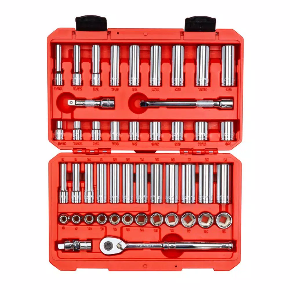 Deals 👍 TEKTON 3/8 In. Drive 6-Point Socket And Ratchet Set (47-Piece) (5/16 In. – 3/4 In., 8 Mm – 19 Mm) ⌛