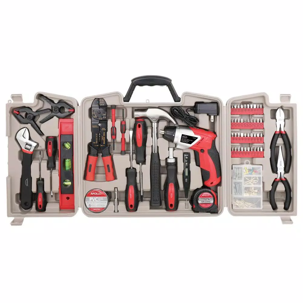 Best Sale 👏 Apollo Home Tool Kit With 3.6-Volt Li-Ion Cordless Screwdriver,(161-Pieces) 🌟