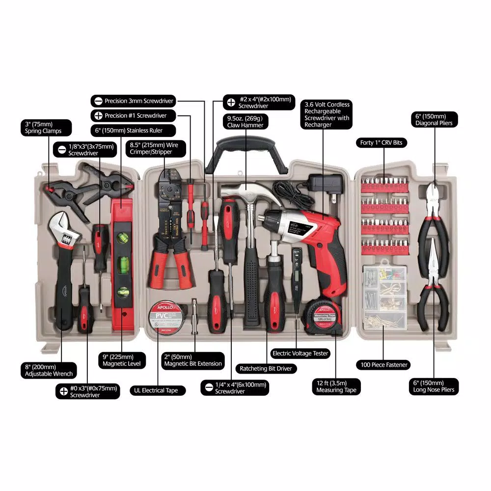 Best Sale π Apollo Home Tool Kit With 3.6-Volt Li-Ion Cordless Screwdriver,(161-Pieces) π 5 Best Sale π Apollo Home Tool Kit With 3.6-Volt Li-Ion Cordless Screwdriver,(161-Pieces) π - Image 3