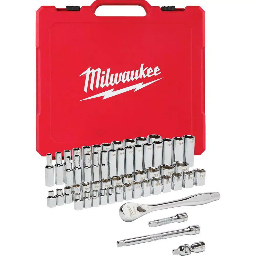 Cheap π Milwaukee 3/8 In. Drive SAE/Metric Ratchet And Socket Mechanics Tool Set (56-Piece) βοΈ