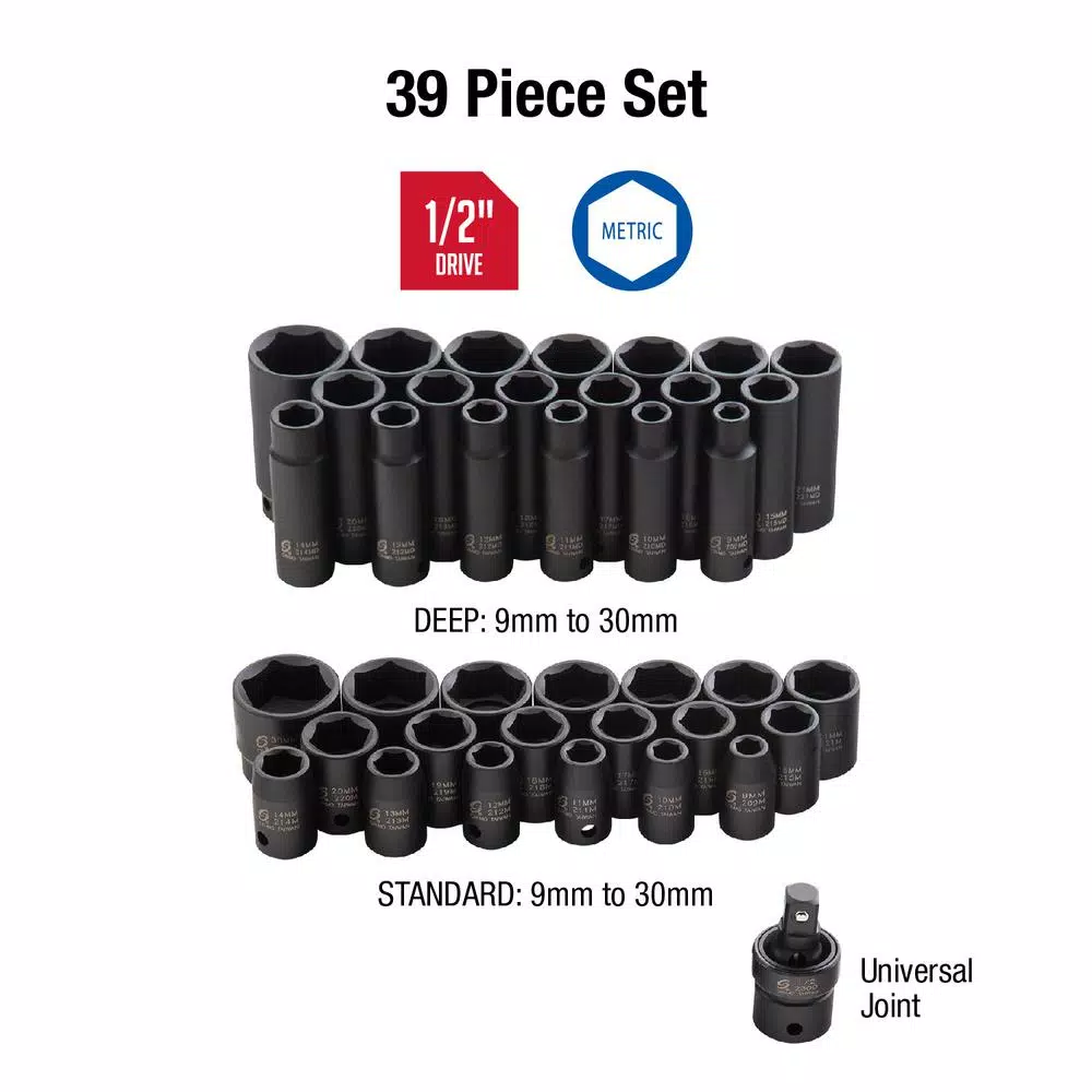 Hot Sale 𧨠SUNEX TOOLS 1/2-in. Drive Metric Impact Socket Set (39-Piece) π 4 Hot Sale 𧨠SUNEX TOOLS 1/2-in. Drive Metric Impact Socket Set (39-Piece) π - Image 2
