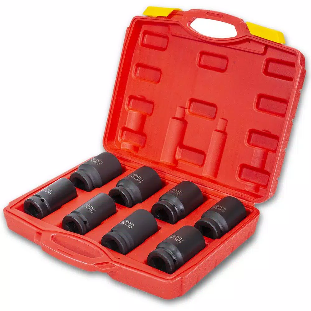 Hot Sale 🥰 XtremepowerUS 3/4 In. Drive Deep Impact Socket Set Jumbo Assortment Metric Sizes (26 To 38 Mm) With Carrying Case (8-Piece) 🎁