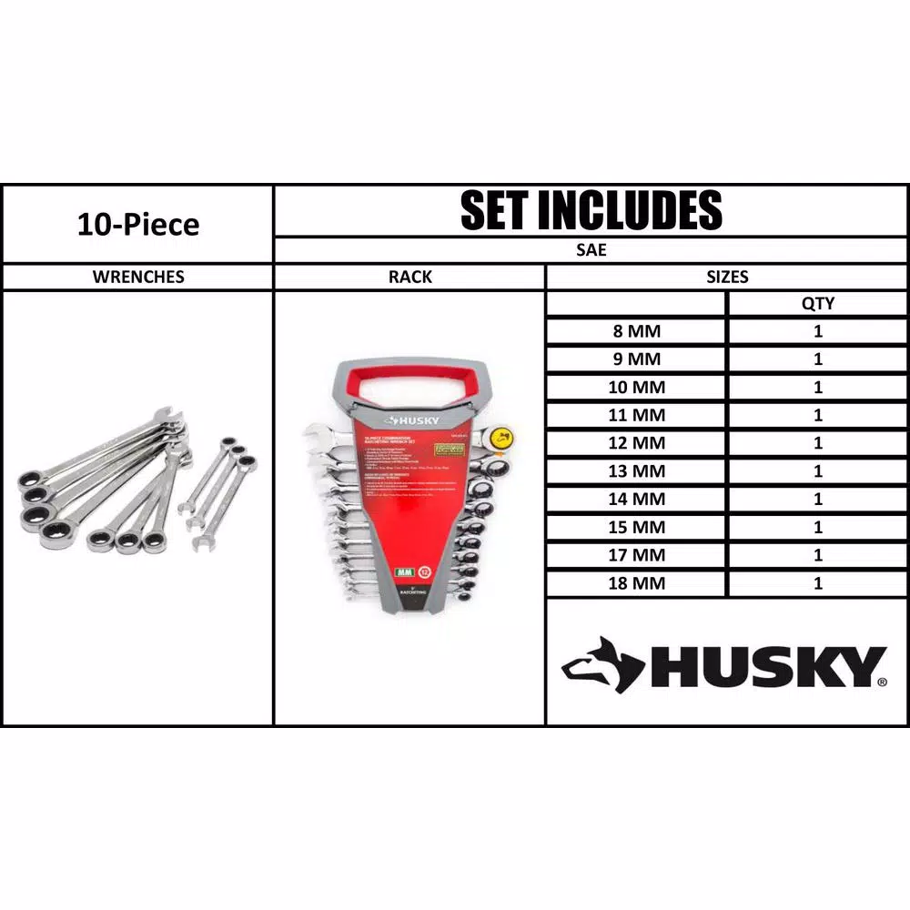 Best Sale β Husky Metric Ratcheting Combination π§ Wrench Set (10-Piece) 𧨠9 Best Sale β Husky Metric Ratcheting Combination π§ Wrench Set (10-Piece) 𧨠- Image 7