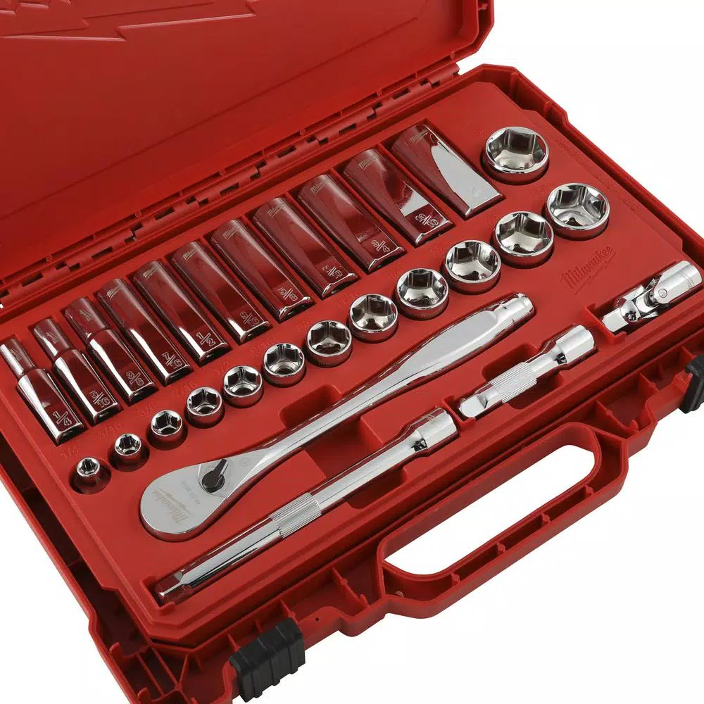 Deals β Milwaukee 3/8 In. Drive SAE Ratchet And Socket Mechanics Tool Set (28-Piece) 𧨠9 Deals β Milwaukee 3/8 In. Drive SAE Ratchet And Socket Mechanics Tool Set (28-Piece) 𧨠- Image 7