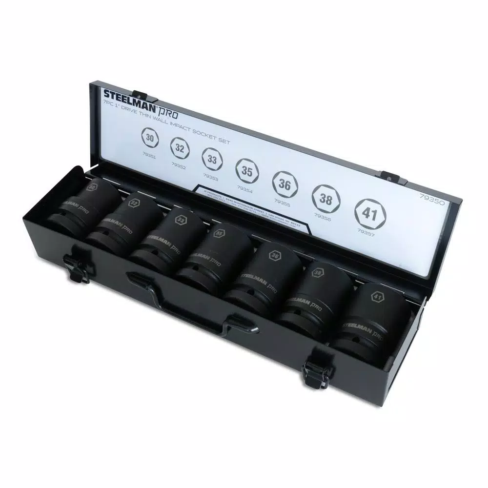 Buy π Steelman 1 In. Drive 6-Point Metric Deep Thin Wall Impact Socket Set (7-Piece) π