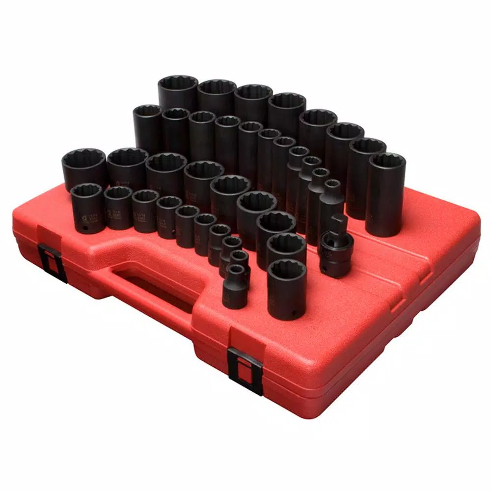 Discount 🥰 SUNEX TOOLS 1/2 In. Drive 12-Point SAE Master Impact Socket Set (39-Piece) 🎉