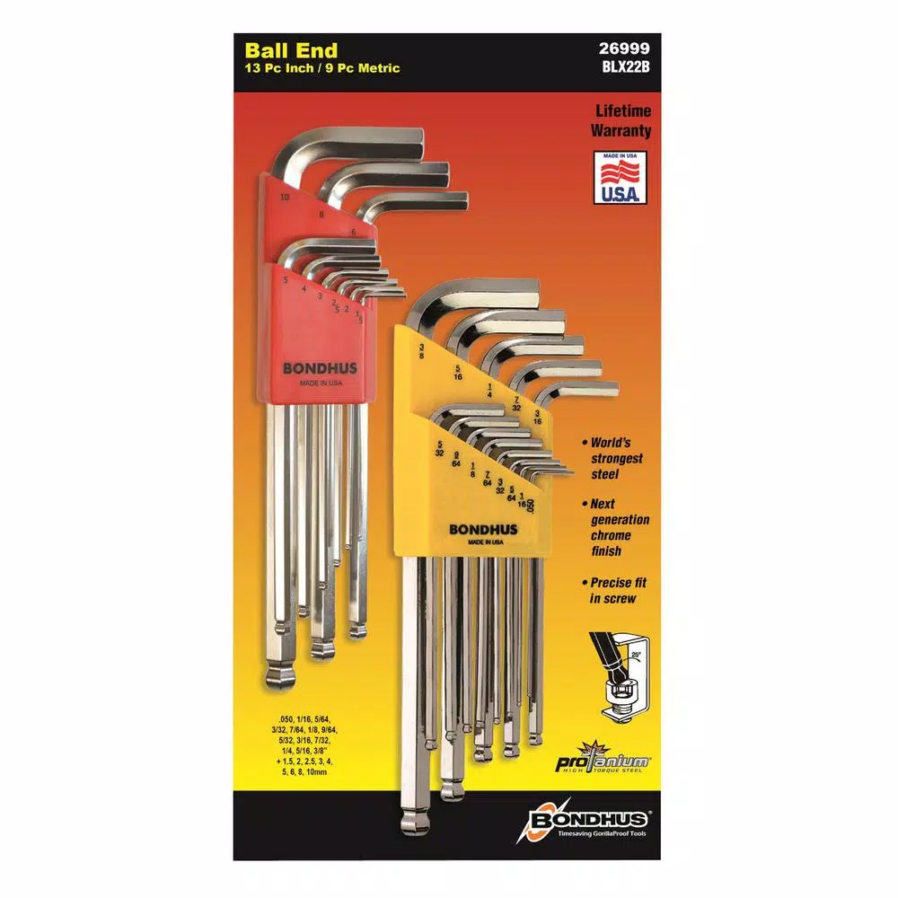 Best Sale π― Bondhus Standard And Metric Ball End L-Wrench Sets (22-Piece) π