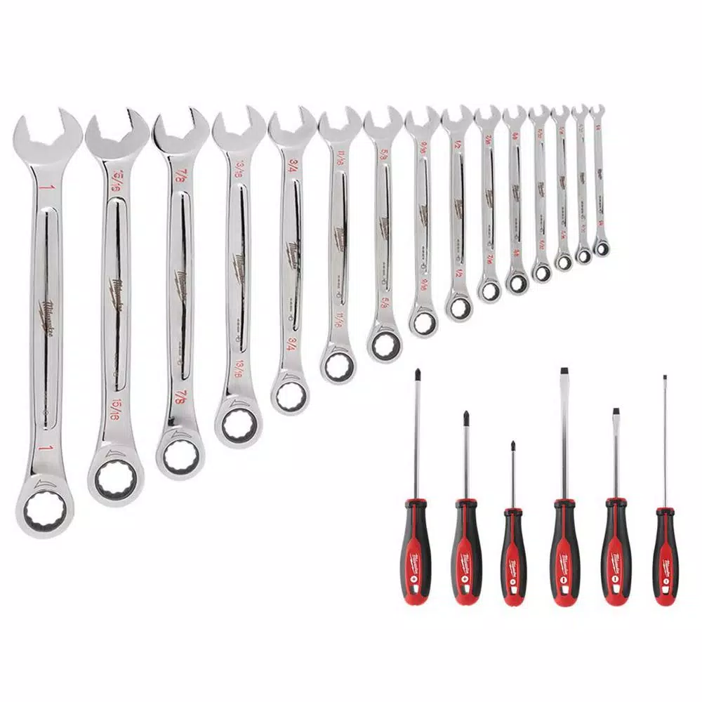 Buy 🔥 Milwaukee SAE Combination Ratcheting Mechanics Tool Set (21-Piece) 💯