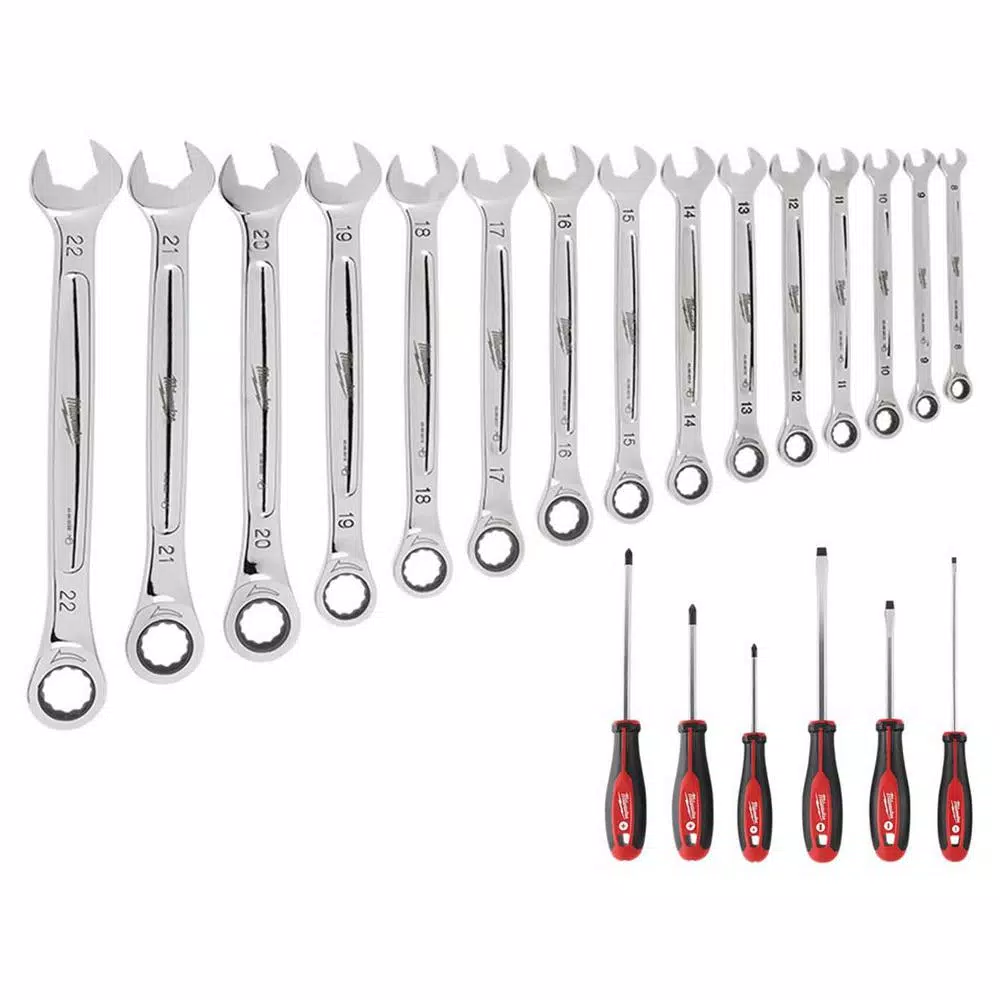 Buy ⌛ Milwaukee Ratcheting 🔧 Wrench And Screwdriver Mechanics Tool Set (21-Piece) 🎁