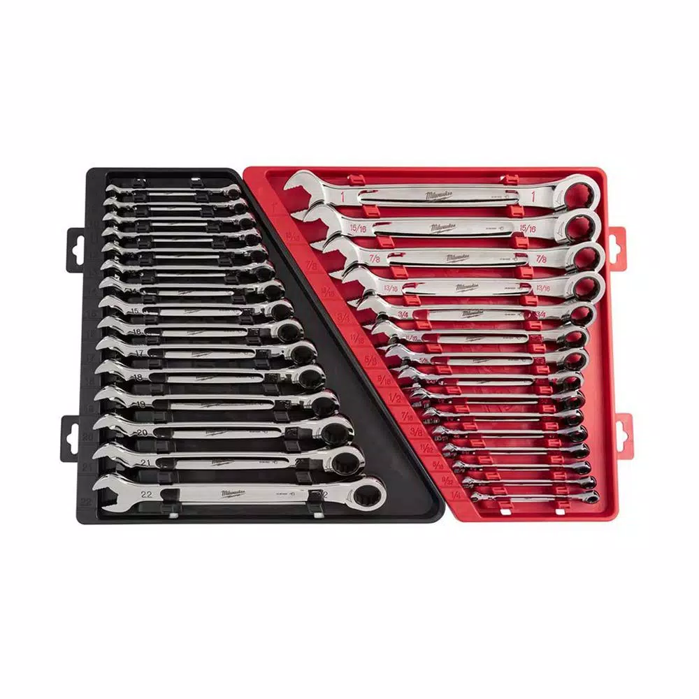 Cheapest ❤️ Milwaukee SAE/Metric Combination Ratcheting 🔧 Wrench Mechanics Tool Set (30-Piece) 🥰