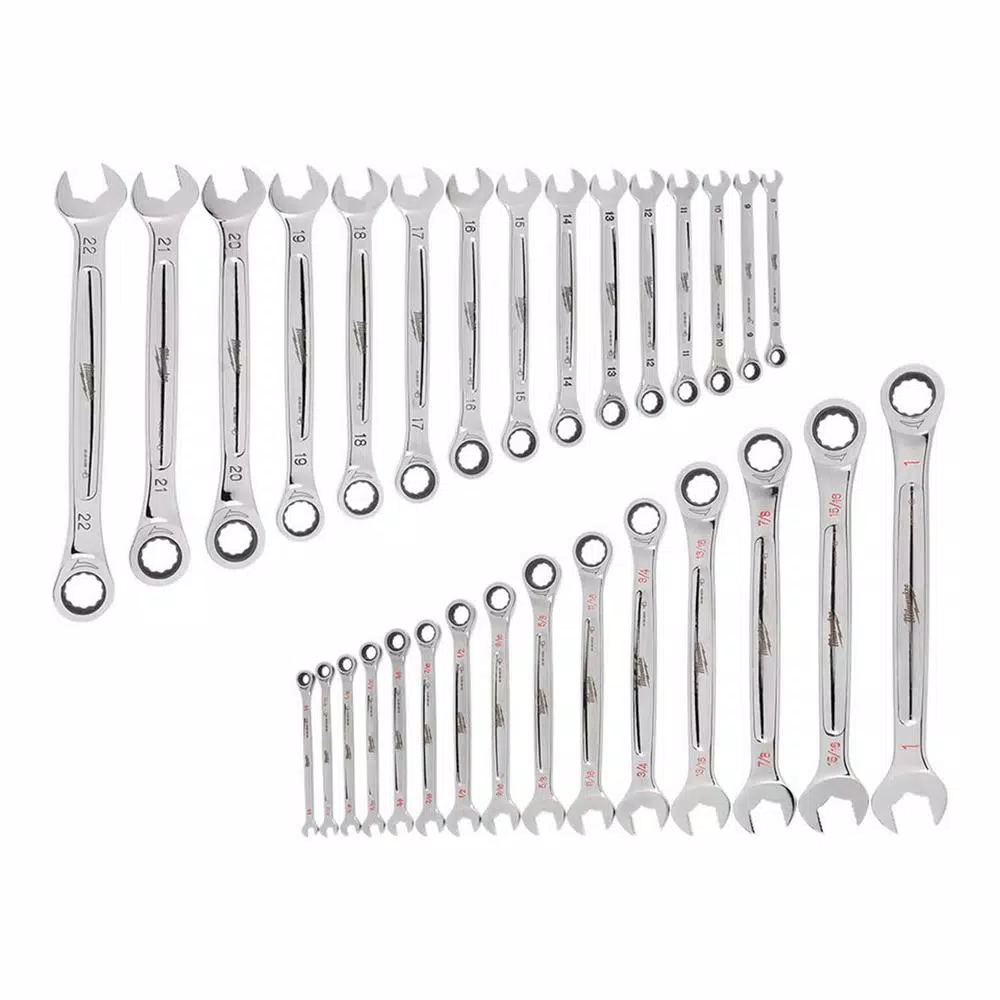 Hot Sale ✔️ Milwaukee Ratcheting Combination SAE And Metric 🔧 Wrench Mechanics Tool Set (30-Piece) ❤️
