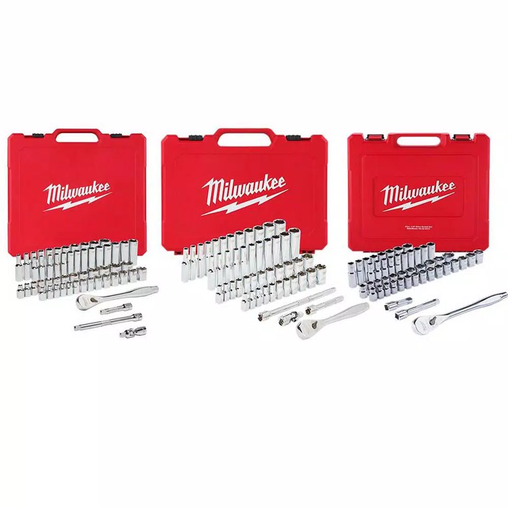Deals 🥰 Milwaukee 1/4 In. And 3/8 In. And 1/2 In. Drive SAE/Metric Ratchet And Socket Mechanics Tool Set (153-Piece) ✨