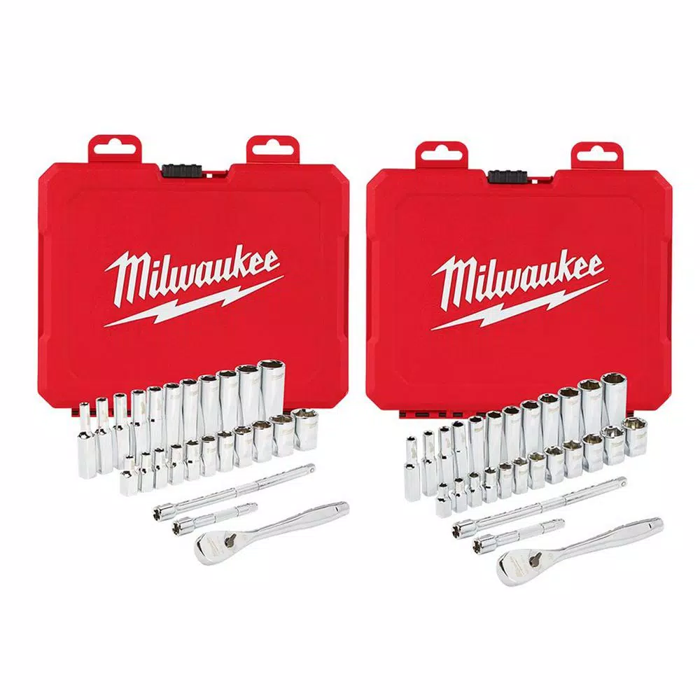 Deals ⌛ Milwaukee 1/4 In. Drive SAE/Metric Ratchet And Socket Mechanics Tool Set (54-Piece) 🌟