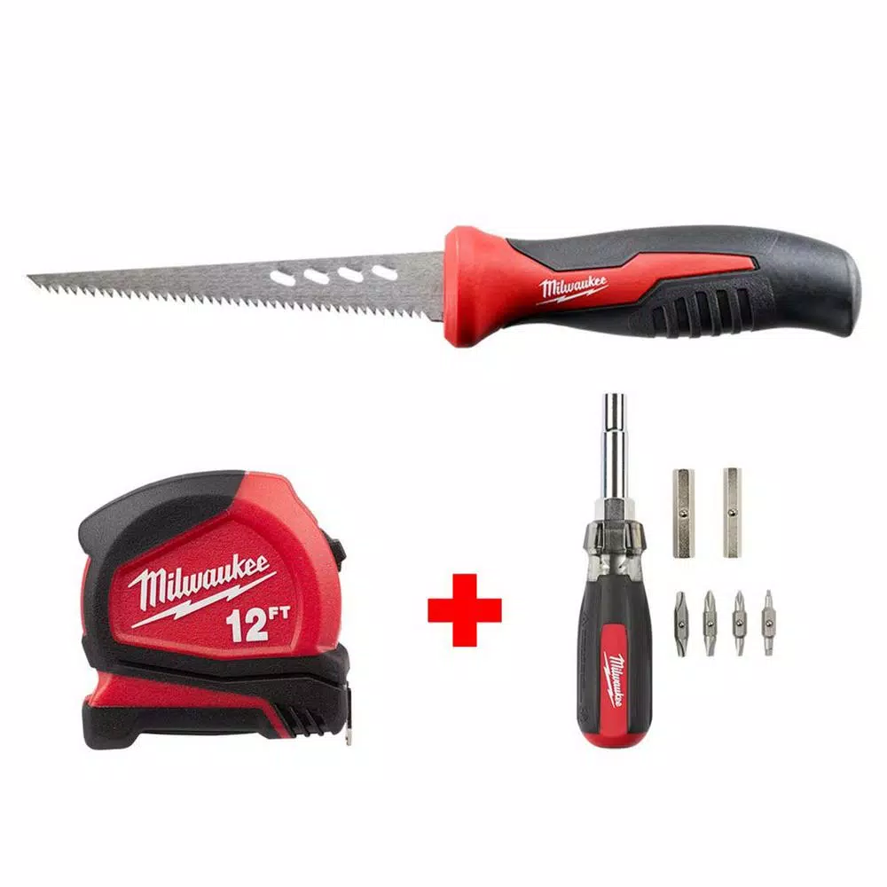 Budget 🌟 Milwaukee 6 In. Fixed Jab Saw And 12 Ft. Compact Tape Measure And 13-in-1 Multi-Tip Cushion Grip Screwdriver Hand Tool Set 🎁