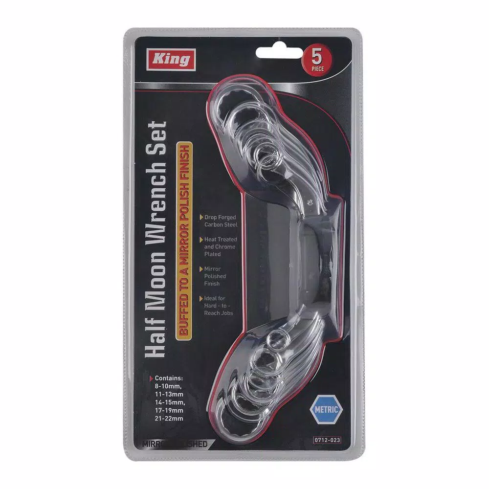 Brand new π KING 5-Piece Half-Moon Box-End π§ Wrench Set, 8 Mm To 22 Mm With Hanging Clip, Metric π 4 Brand new π KING 5-Piece Half-Moon Box-End π§ Wrench Set, 8 Mm To 22 Mm With Hanging Clip, Metric π - Image 3