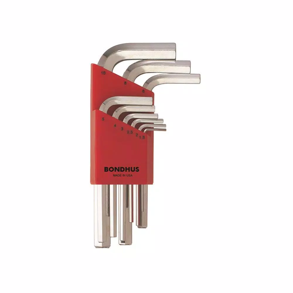 Best Sale β€οΈ Bondhus Metric Hex End Short Arm L-Wrench Set With BriteGuard Finish (9-Piece) π