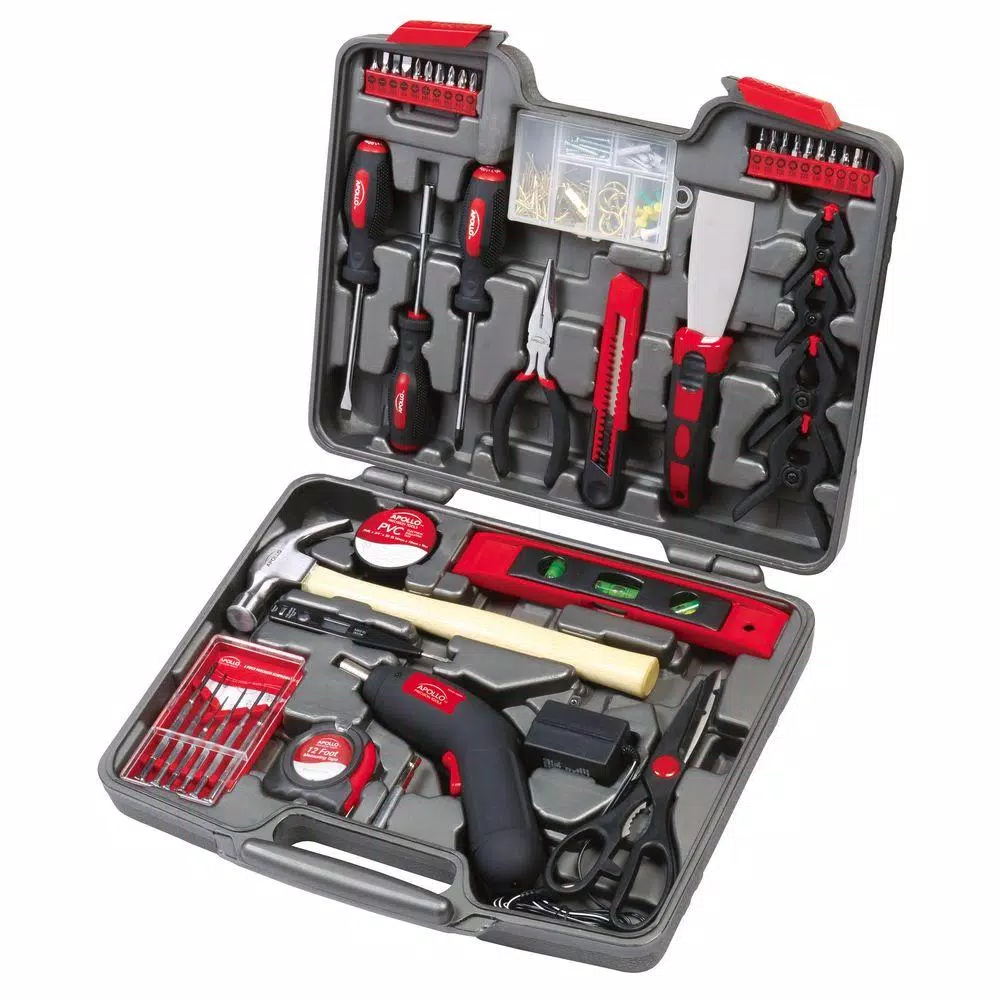 New ❤️ Apollo Home Tool Kit With 4.8-Volt Cordless Screwdriver (144-Piece) 😍