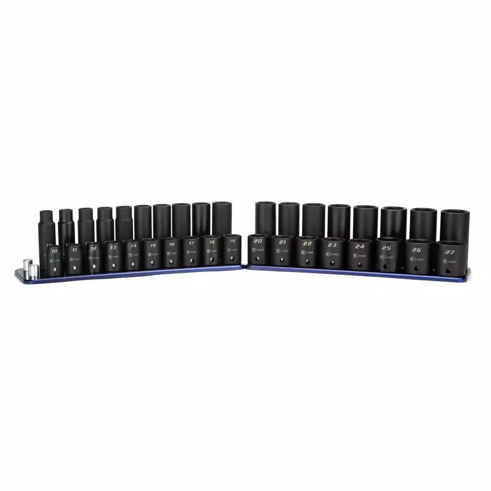 Budget 🛒 Capri Tools 1/2 In. Drive Metric Shallow And Deep Impact Socket Set With Billet Aluminum Socket Rail (36-Piece) 😍