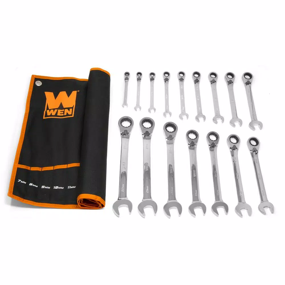 Top 10 👏 WEN Professional-Grade Reversible Ratcheting Metric Combination 🔧 Wrench Set With Storage Pouch (16-Piece) 😉